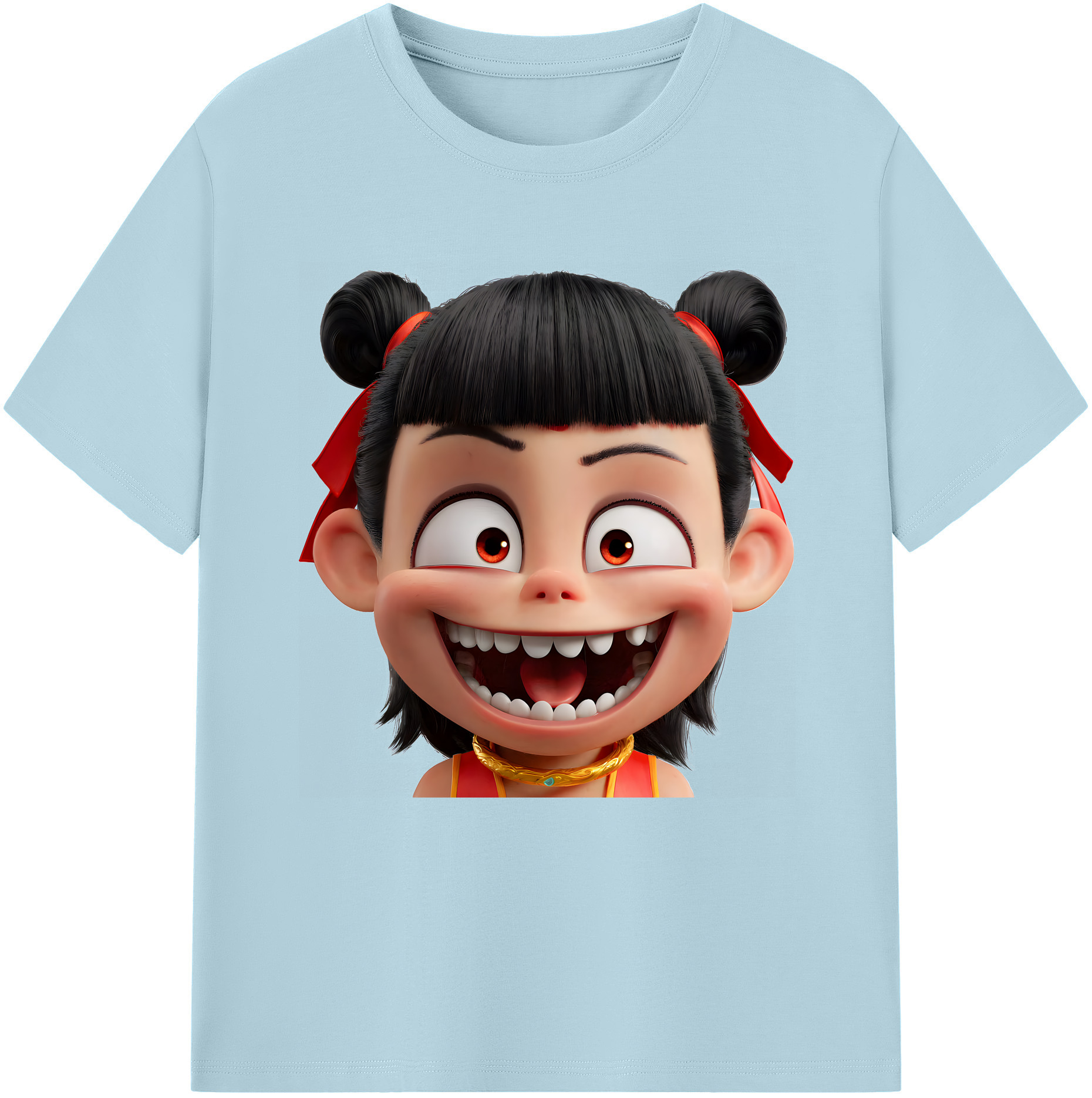 （画像用） Ne Zha 2 ナタ 魔童の大暴れ 綿100％半袖Tシャツ（フロントプリント）